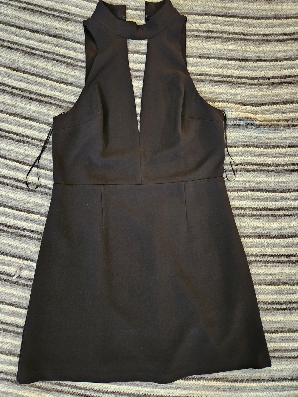 Express Black Halter Mini Dress with Front Keyhole